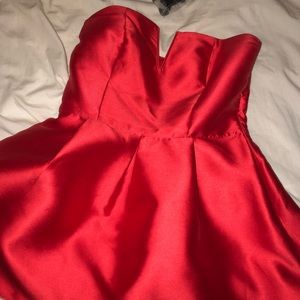red strapless homecoming dress